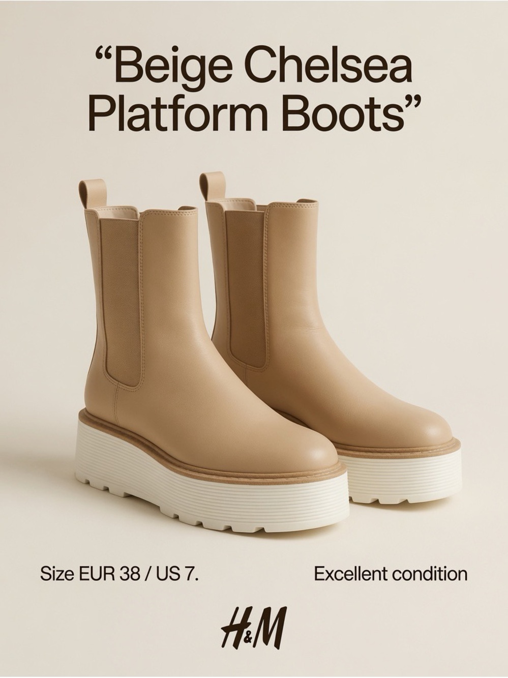 H&M Tan Chelsea Platform Booties